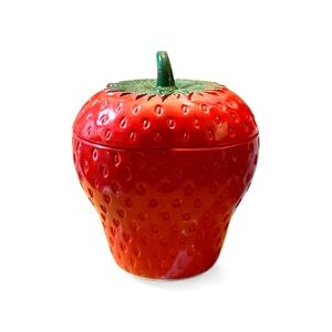 Vintage Strawberry Milk Glass Jar- Hazel Atlas